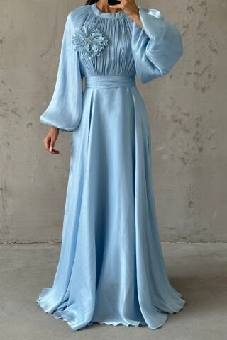 Gül Rüyası Janjan Tesettür Abiye İndigo