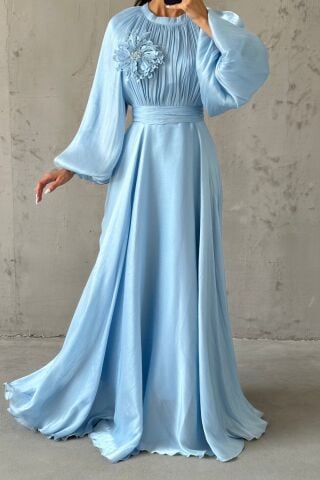 Gül Rüyası Janjan Tesettür Abiye İndigo