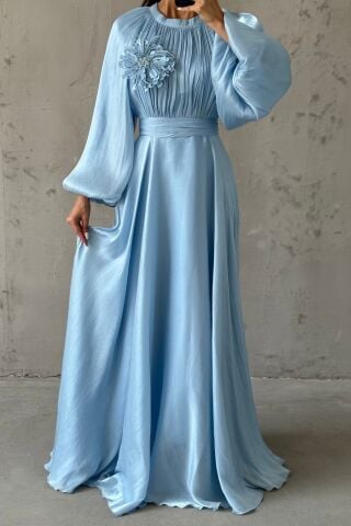 Gül Rüyası Janjan Tesettür Abiye İndigo