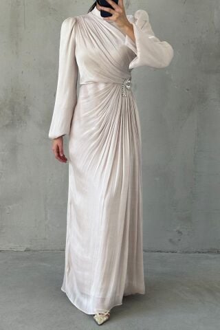 Volan Kol Drapeli Janjan Tesettür Abiye Taş