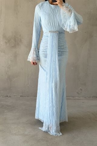 Nihal Hijab Evening Dress Indigo