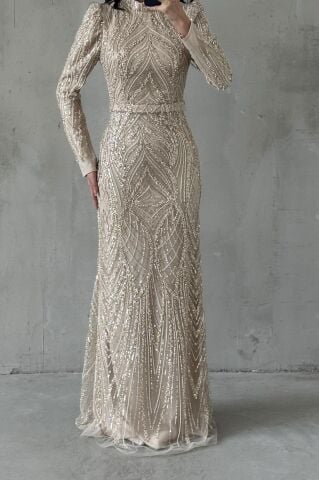 كريم فستان سهرة حجاب فيلورا