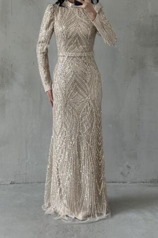 كريم فستان سهرة حجاب فيلورا