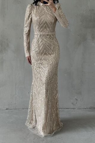 كريم فستان سهرة حجاب فيلورا