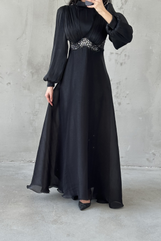 Zerina Hijab Evening Dress Black