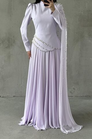 Lunessa Tesettür Abiye Lila