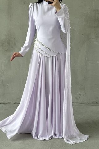 Lunessa Tesettür Abiye Lila