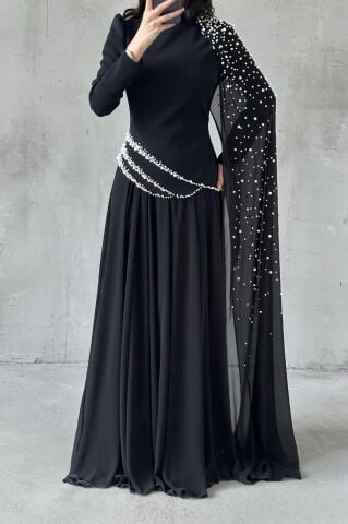 Lunessa Tesettür Abiye Siyah