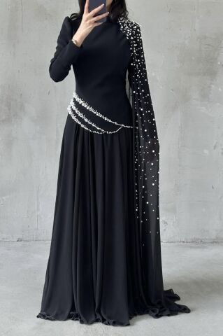 Lunessa Tesettür Abiye Siyah