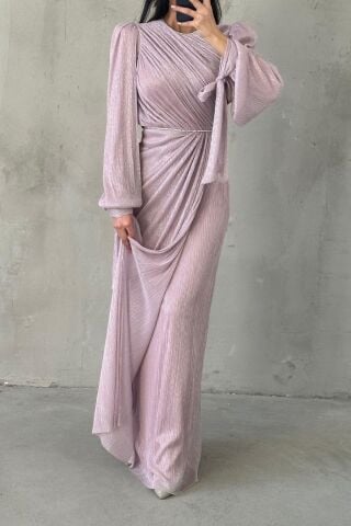 Duvella Janjan Örme Sim Tesettür Abiye Lila