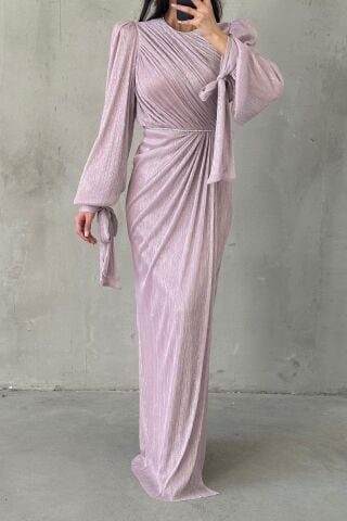 Duvella Janjan Örme Sim Tesettür Abiye Lila