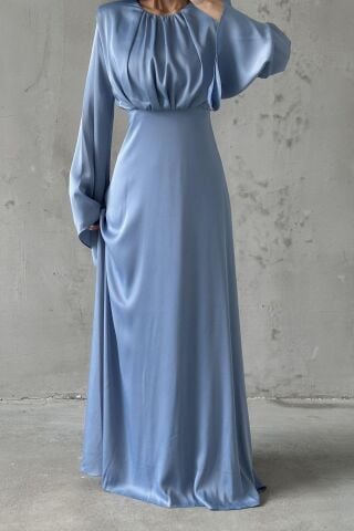 Miralya Saten Tesettür Abiye İndigo