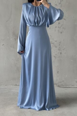 Miralya Saten Tesettür Abiye İndigo