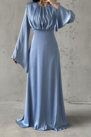 Miralya Saten Tesettür Abiye İndigo