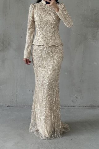 Elaris Hijab Evening Dress Cream