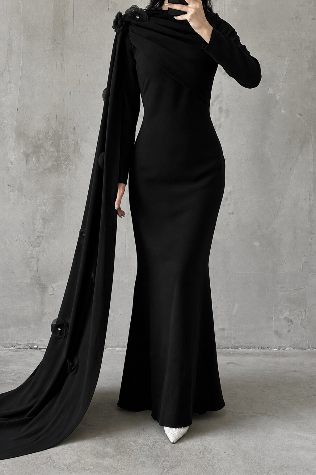 Elvan Hijab Evening Dress Black