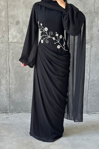 Ebru Hijab Evening Dress Black