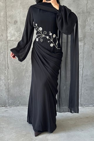 Ebru Hijab Evening Dress Black