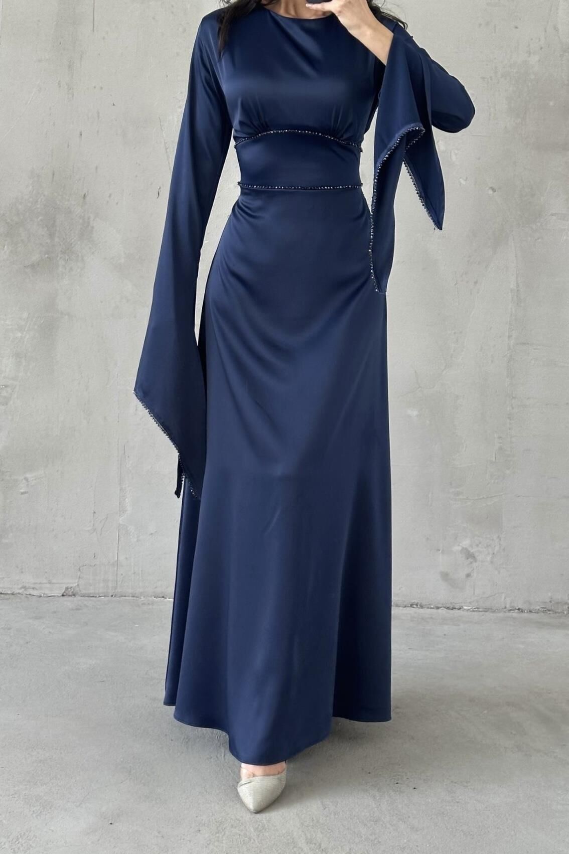 Melisa Hijab Evening Dress Navy Blue