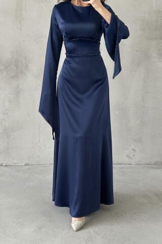 Melisa Hijab Evening Dress Navy Blue
