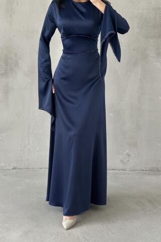 Melisa Hijab Evening Dress Navy Blue