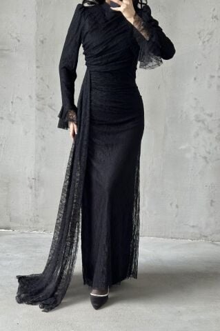 Leya Tesettür Abiye Siyah