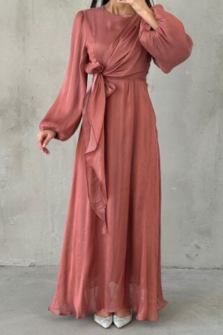 Elegant Design Basic Shimmering Hijab Evening Dress Powder Pink