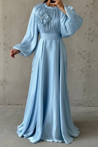 Gül Rüyası Janjan Tesettür Abiye İndigo