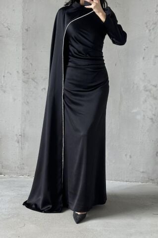 Serra Hijab Evening Dress Black