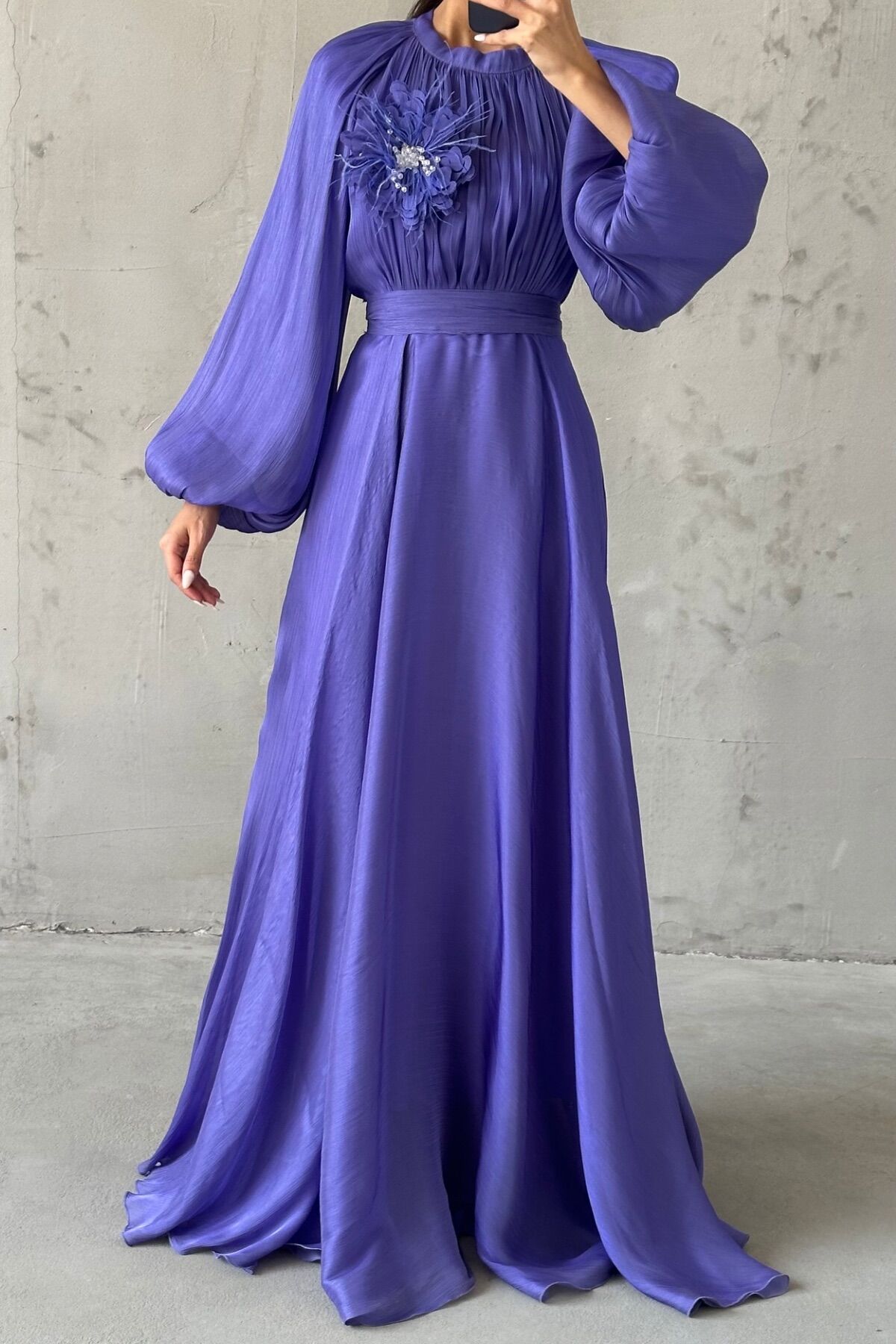 Gül Rüyası Janjan Tesettür Abiye  Mor