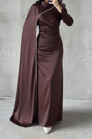 Serra Hijab Evening Dress Brown
