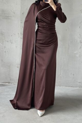 Serra Hijab Evening Dress Brown