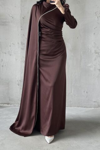 Serra Hijab Evening Dress Brown