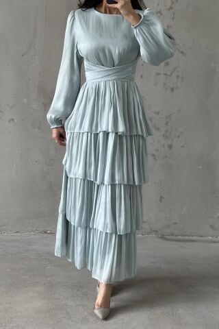 Linay Hijab Evening Dress, Aqua Green