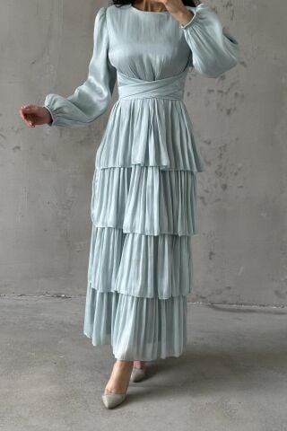 Linay Hijab Evening Dress, Aqua Green