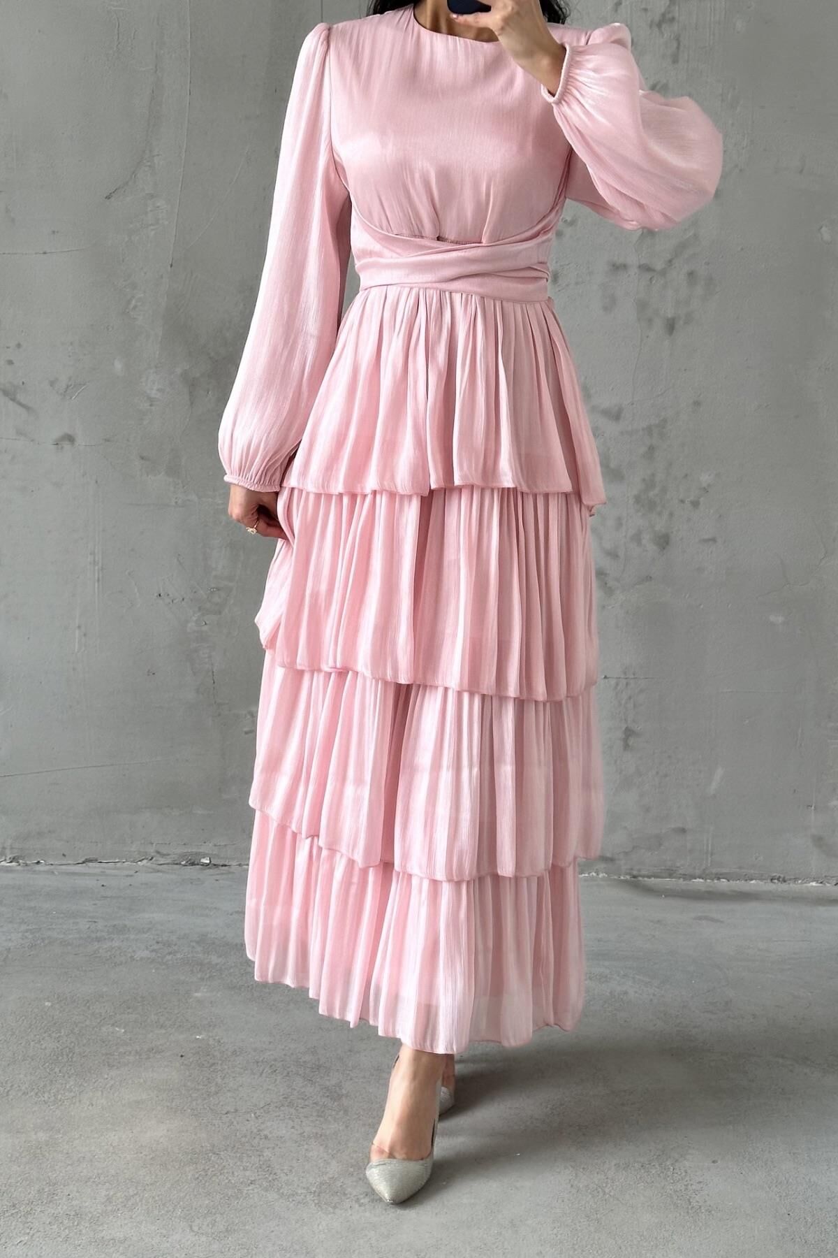 dusty pink hijab dress Dusty Pink Long Chiffon Dress main image 0