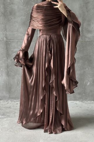 Sila Hijab Evening Dress Brown