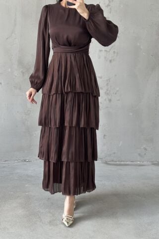 Linay Hijab Evening Dress Brown