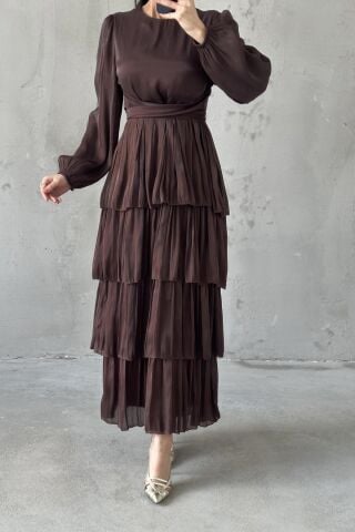 Linay Tesettür Abiye Kahverengi