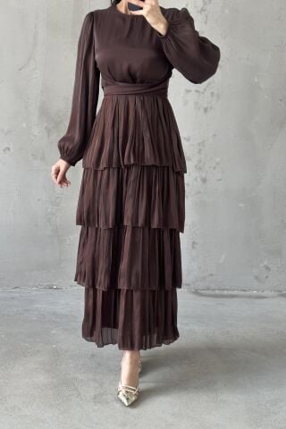 Linay Tesettür Abiye Kahverengi