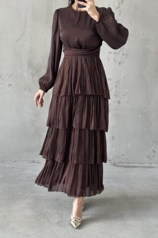 Linay Tesettür Abiye Kahverengi