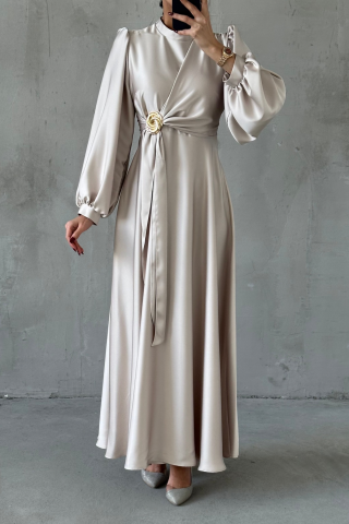 Eliz Saten Tesettür Abiye Taş