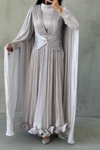 İnce Piliseli Zarif Janjan Tesettür Abiye Taş