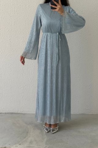 Sade Güzellik:Organeze Kumaş Tesettür Abiye İndigo