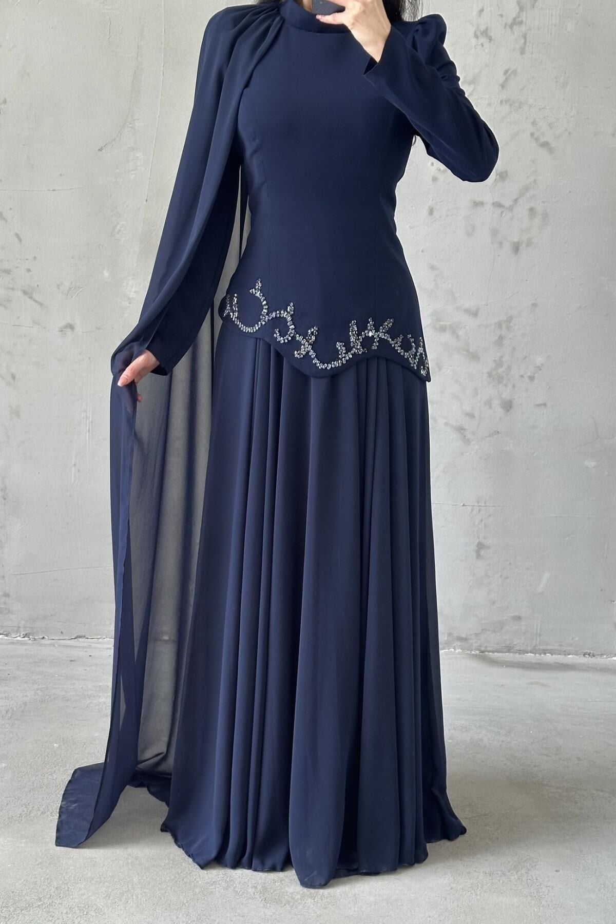 Zehra Tesettür Abiye Lacivert