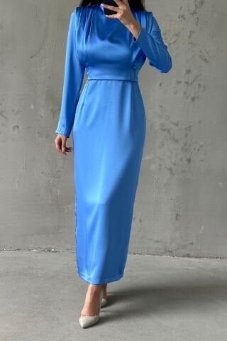 Sade Zarafet Tesettür Abiye İndigo