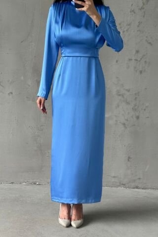 Sade Zarafet Tesettür Abiye İndigo