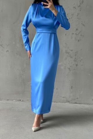 Simple Elegance Hijab Evening Dress Indigo
