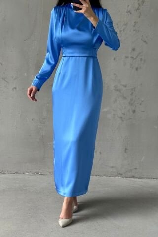 Sade Zarafet Tesettür Abiye İndigo