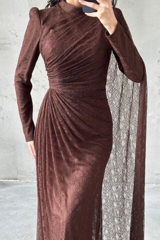 Melis Hijab Evening Dress Brown